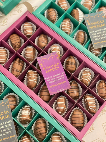 Chocolate Dates with Almonds in Gift Box